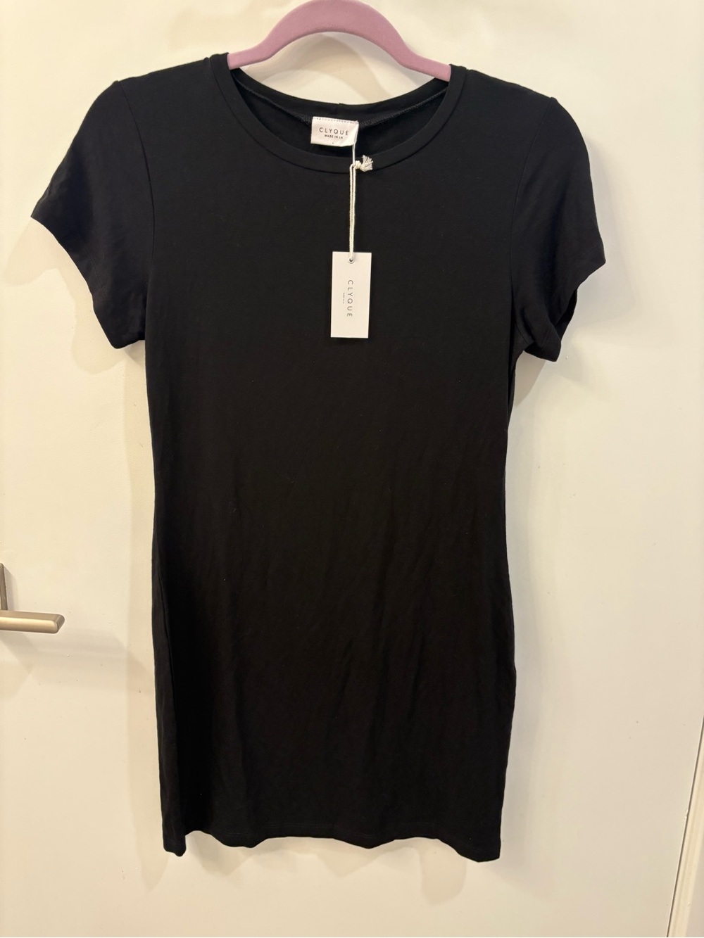 Clyque Belen Jersey T-Shirt Mini Dress Black L NWT